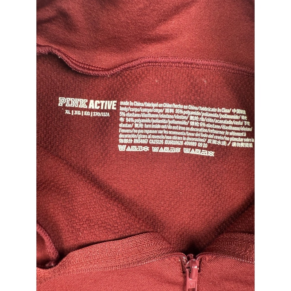 Victoria's Secret Pink Cropped Jacket Women's XL Red Thumb Hole Sleeves‎ 1/4 Zip - Picture 3 of 8